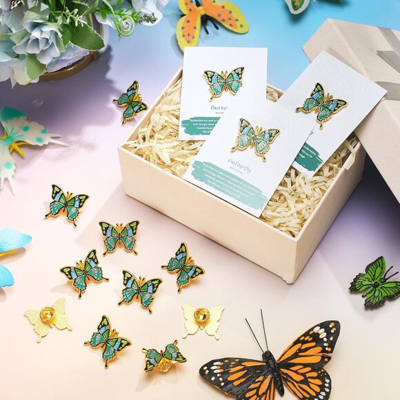 Funeral Pins Bulk Pack 30 Silver Enamel Butterfly Memorial Favors for Celebratio - Picture 6 of 6